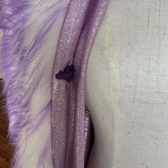 Lavender and White Faux Fur Coat